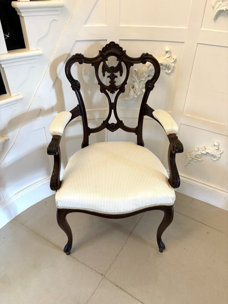 Antique Victorian Quality Carved Mahogany Desk Chair - Image 2